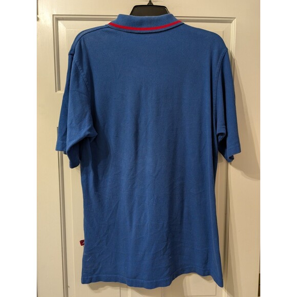 Vintage Majestic Chicago Cubs Polo Shirt Men’s Medium Blue Red Trim MLB Cotton - Picture 7 of 13